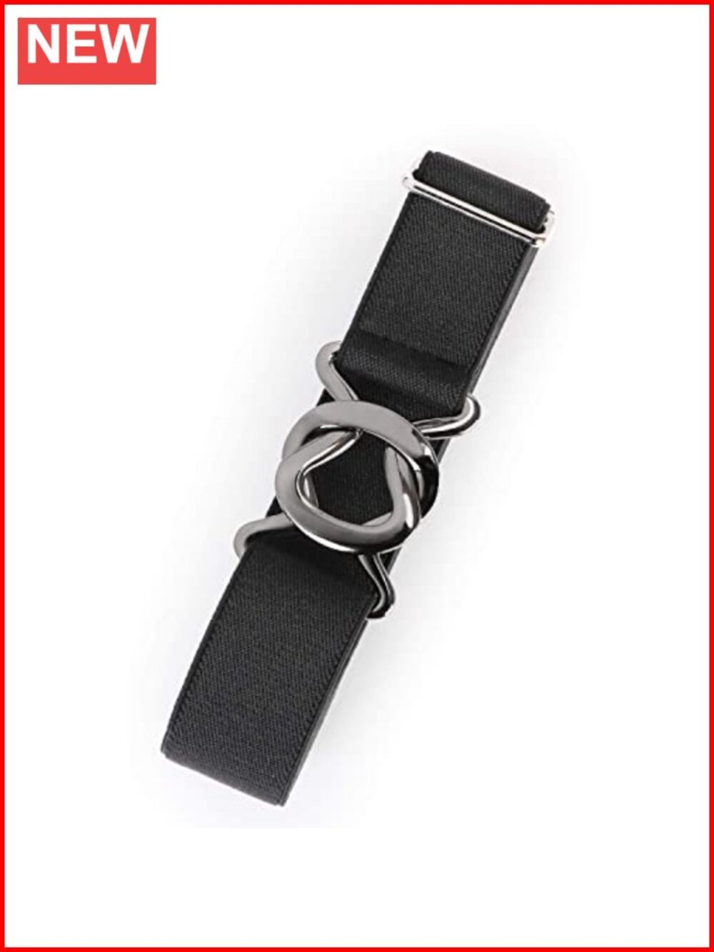 Women No Show Stretch Belt Adjustable Elastic Web Flat Buckle Jeans Pants